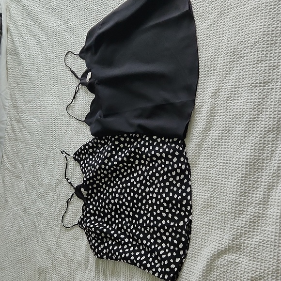 J. Crew scallop edge racerback cami tank 10 black white spots - Picture 1 of 3